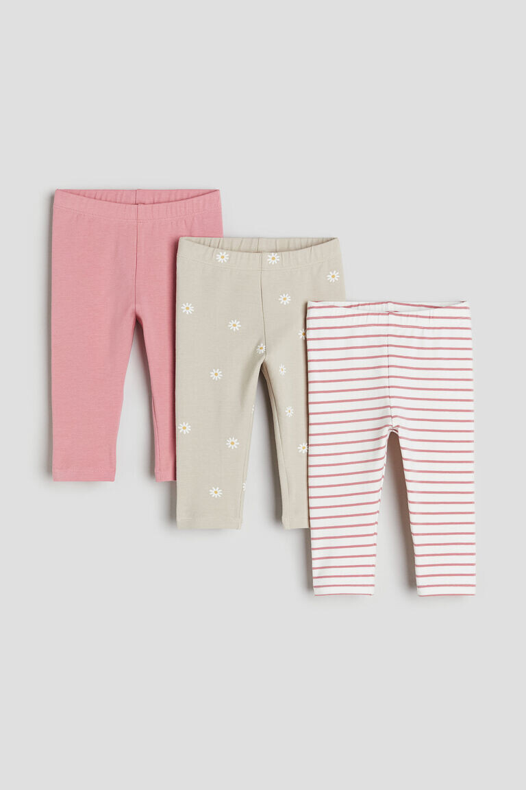 

3 пары хлопковых леггинсов H&M, розовый