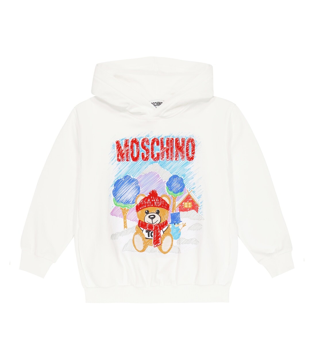 

Худи из смесового хлопкового джерси с принтом Тедди Moschino, разноцветный