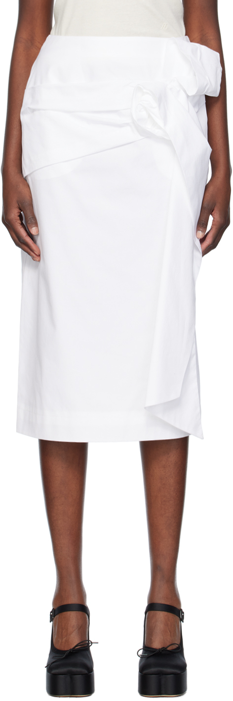 Белая юбка-миди с прессованной розой Simone Rocha