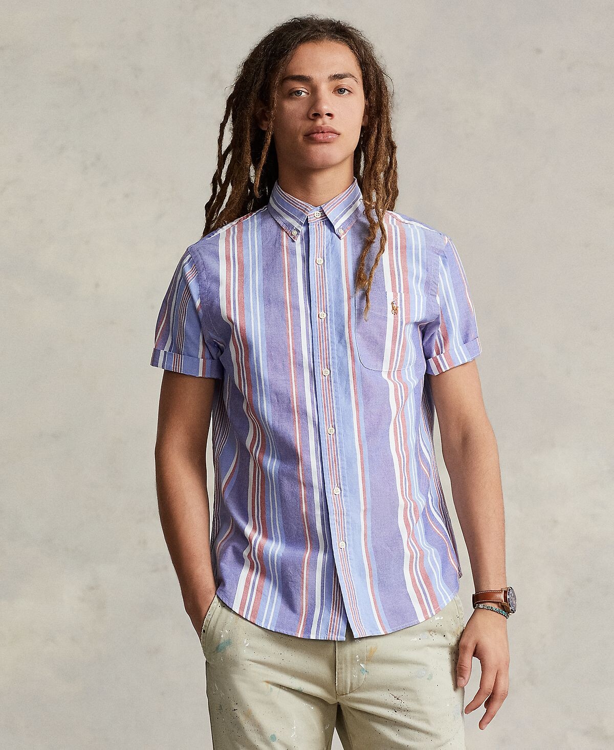 

Мужская оксфордская рубашка классического кроя в полоску Polo Ralph Lauren