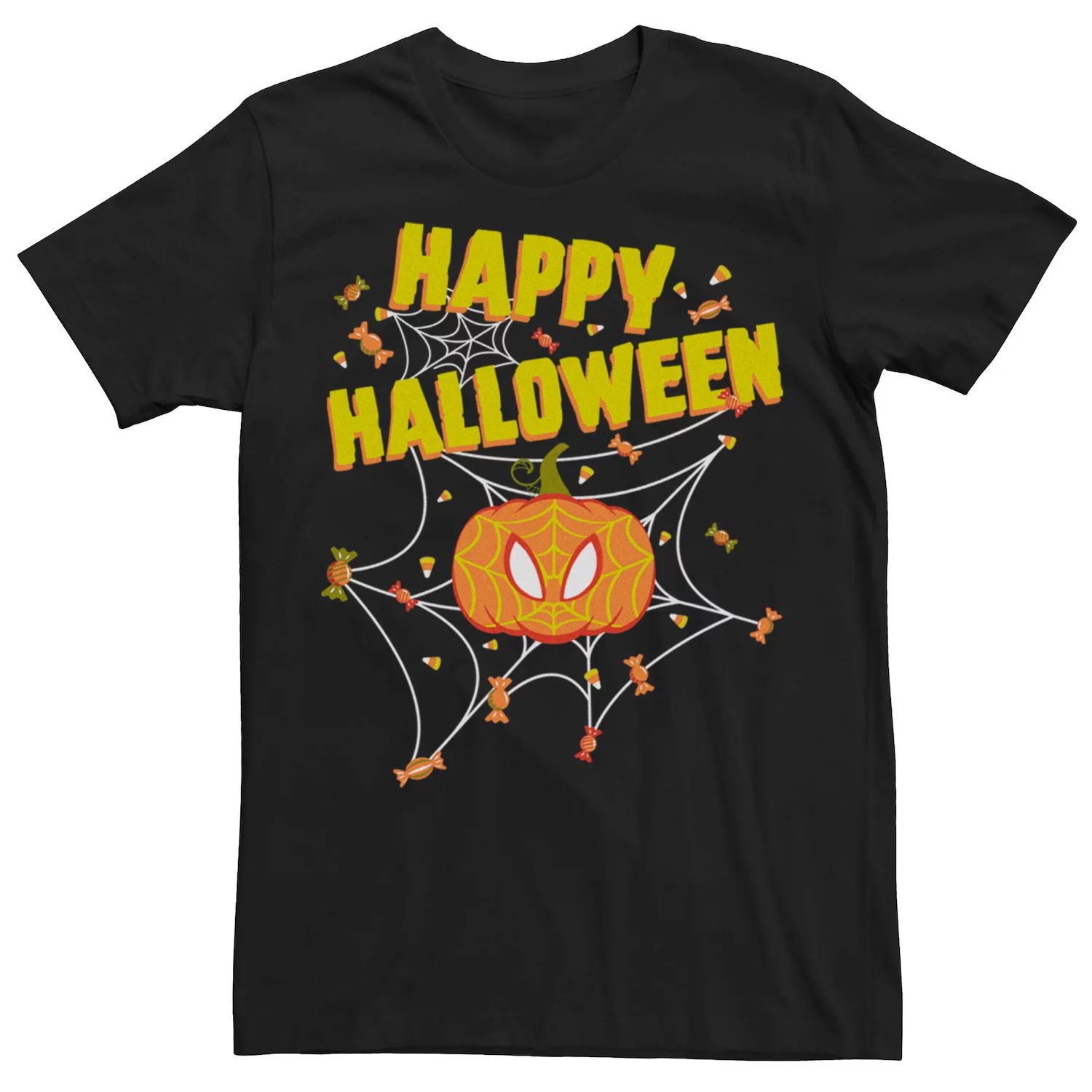 Мужская футболка Happy Halloween с изображением Человека-паука и тыквы Marvel