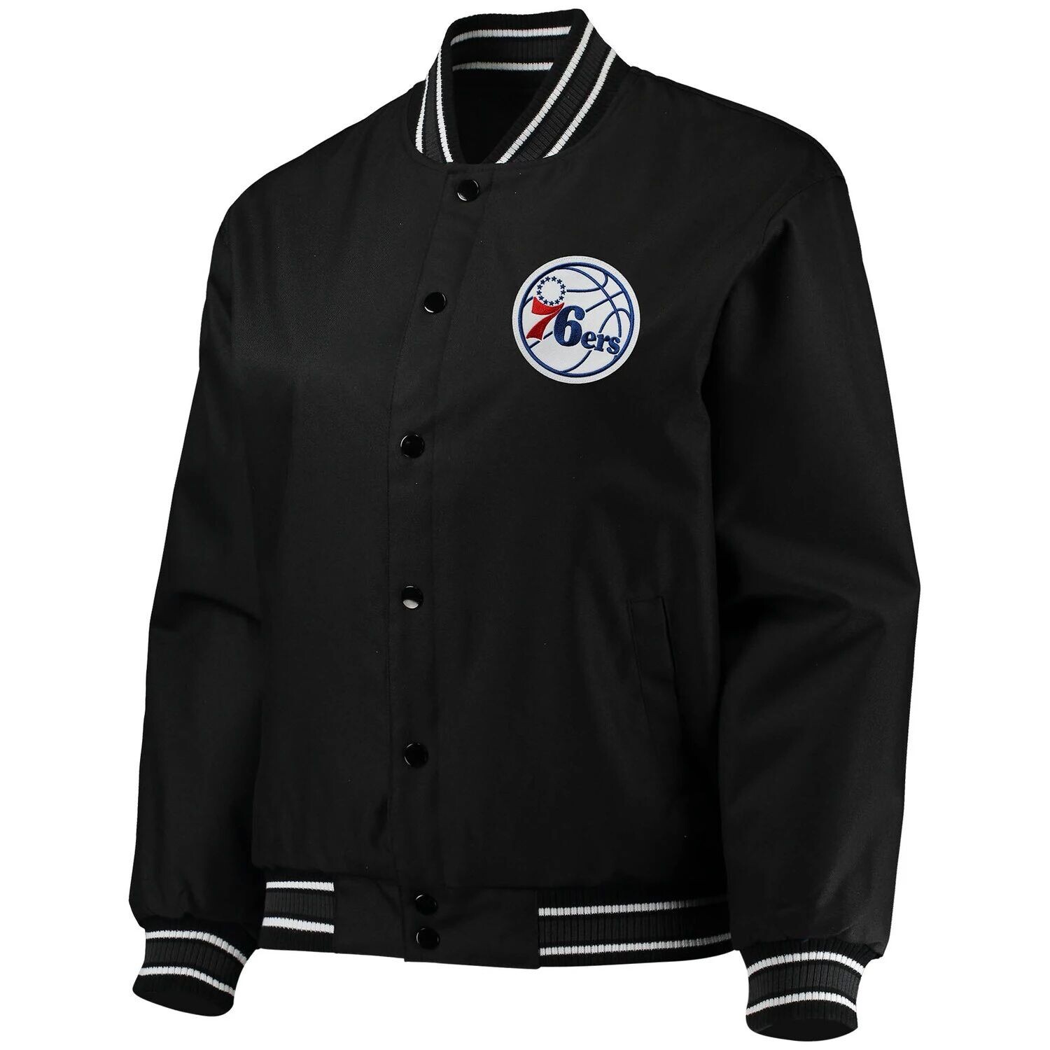 

Женская черная куртка JH Design Philadelphia 76ers на кнопках из полиэстера большого размера