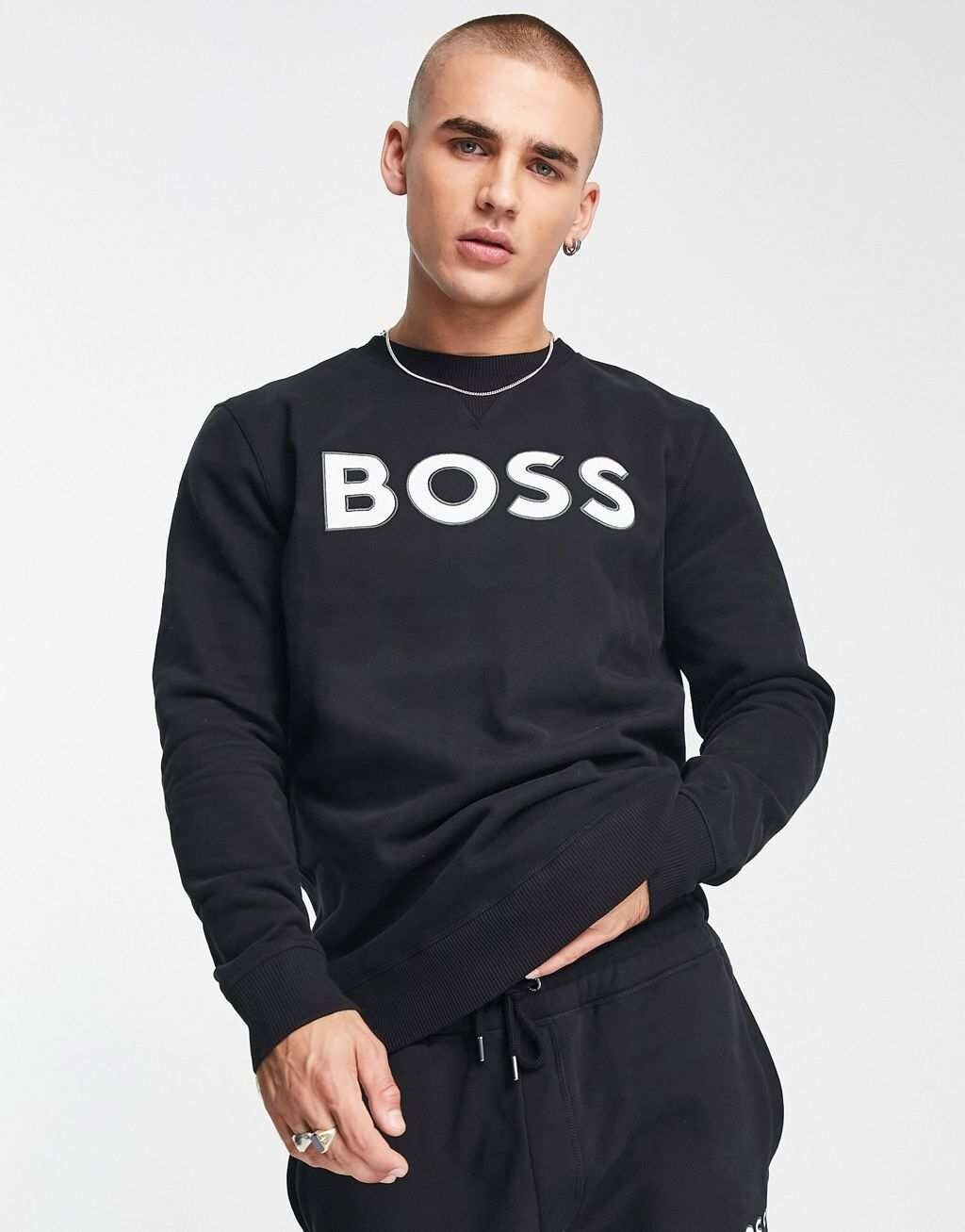

Черный свитшот свободного кроя BOSS Orange Welogocrewx