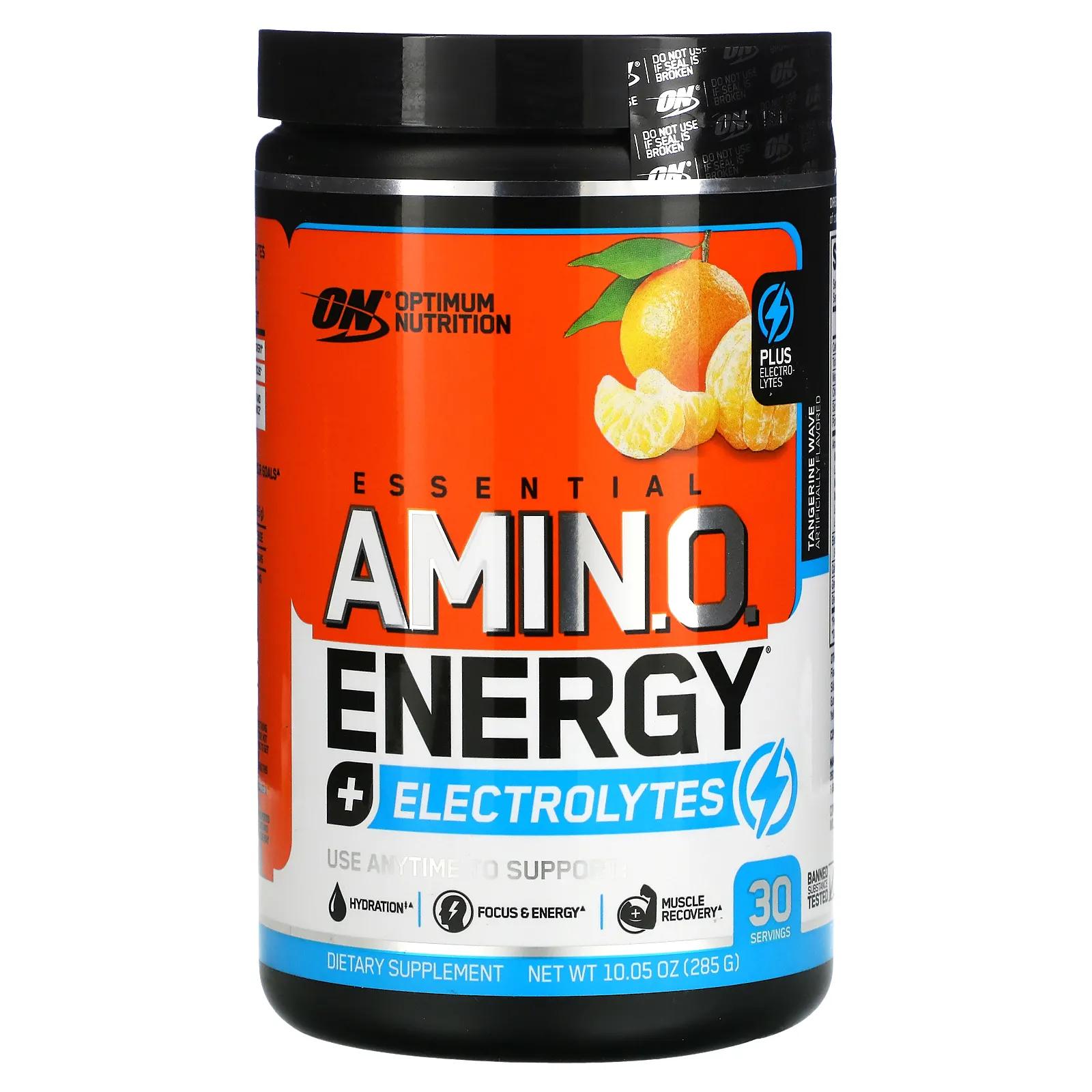 Optimum Nutrition Essential Amino Energy + Electrolytes Tangerine Wave 10.05 oz (285 g) allmax nutrition acuts amino charged energy drink arctic orange 7 4 oz 210 g