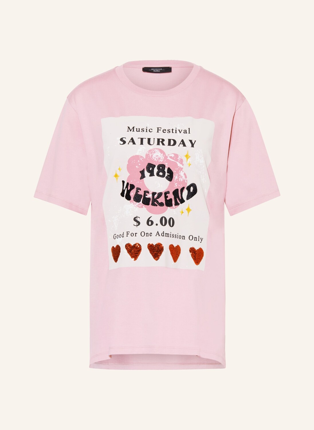 

Футболка WEEKEND MaxMara DENARO mit Pailletten, розовый