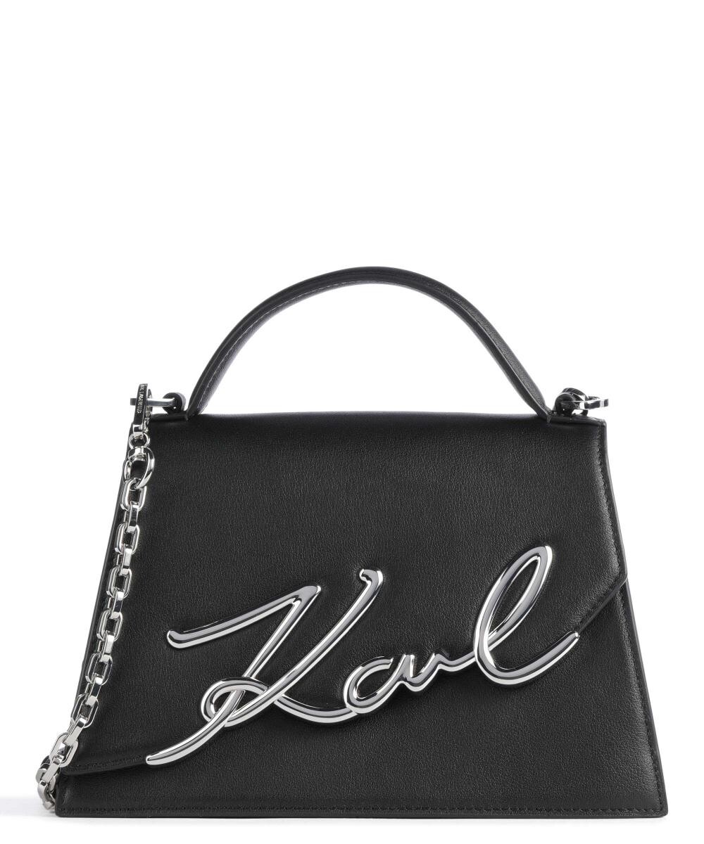 

Сумка Signature Medium из мелкозернистой яловой кожи Karl Lagerfeld, черный