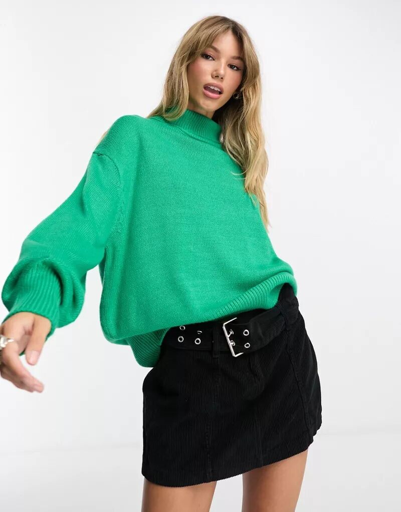 

Зеленый свитер оверсайз с высоким воротником ASOS