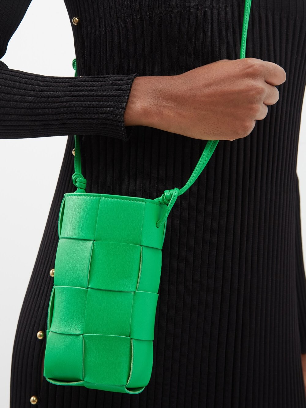 

Клатч для телефона из кожи intrecciato Bottega Veneta, зеленый