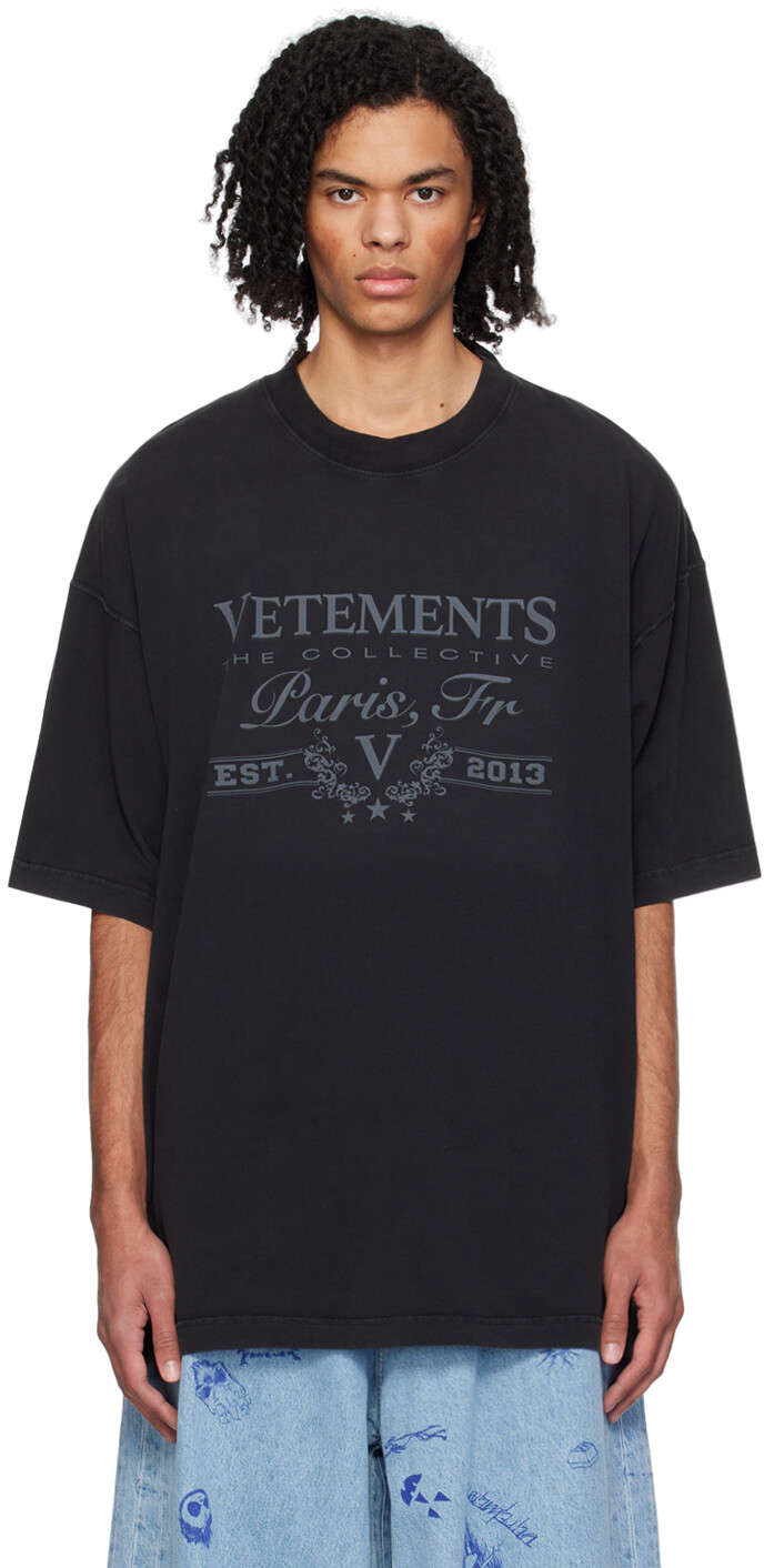 

Черная футболка «Париж» Vetements