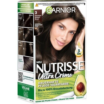 

Окрашивание волос Creme Coloration Стойкая краска для волос с 3 питательными маслами Nutrises Espresso Dark Brown 30, Garnier
