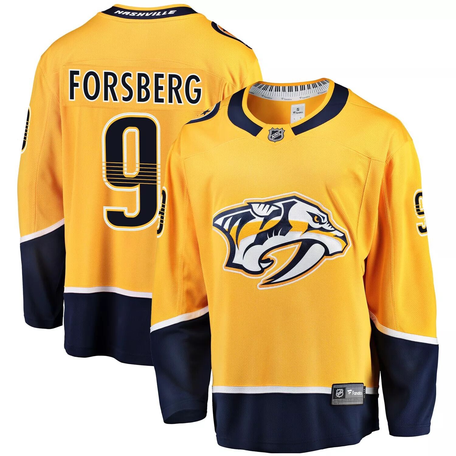 

Мужская футболка с логотипом Filip Forsberg Gold Nashville Predators Breakaway Player Fanatics