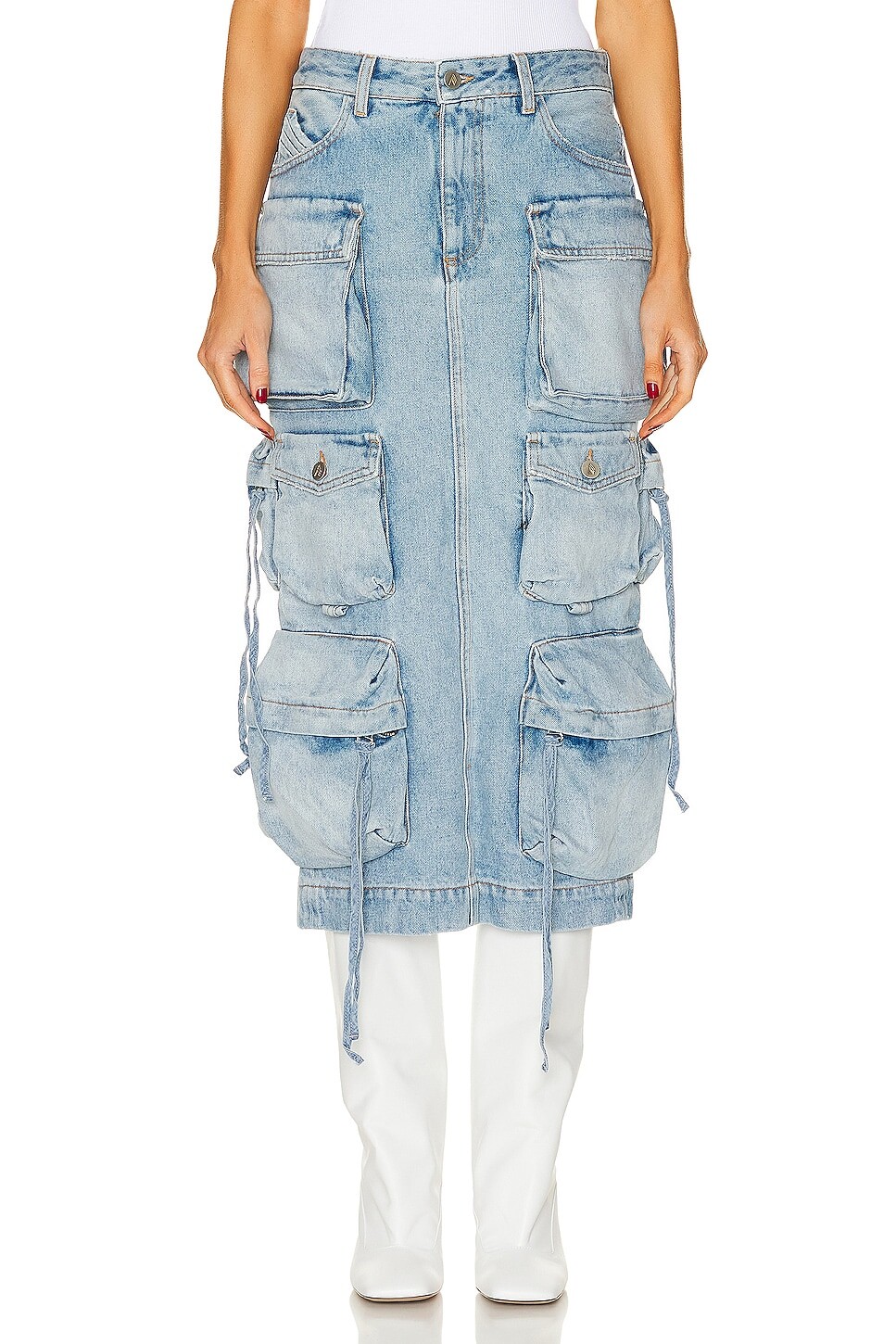 

Юбка The Attico Denim Midi, цвет Sky Blue