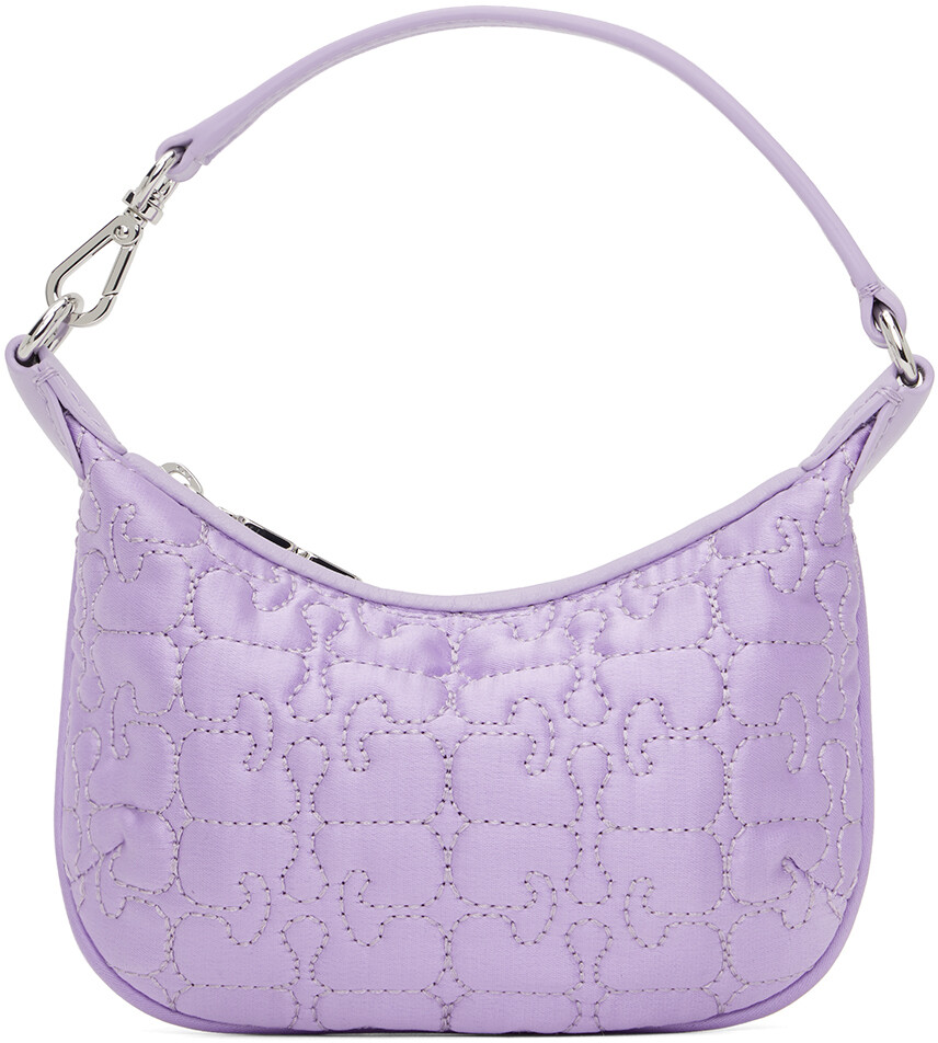 

Миниатюрная плоская атласная сумка Purple Butterfly Ganni