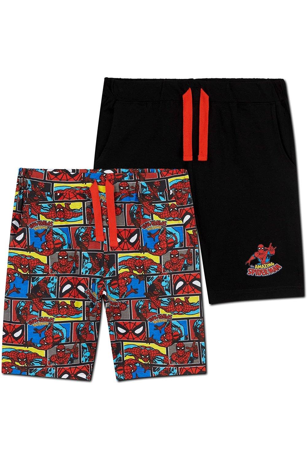 шорты для мальчиков demix черный Комплект шорт «Человек-паук», 2 шт. Marvel, мультиколор