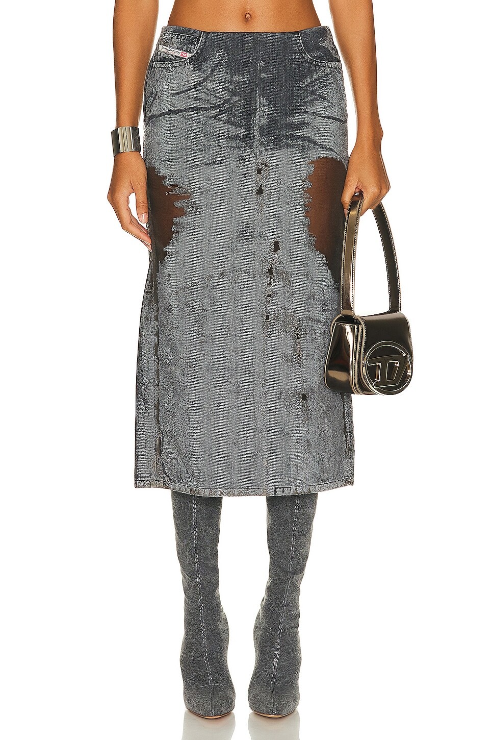 

Юбка Diesel Low Rise Midi, серый