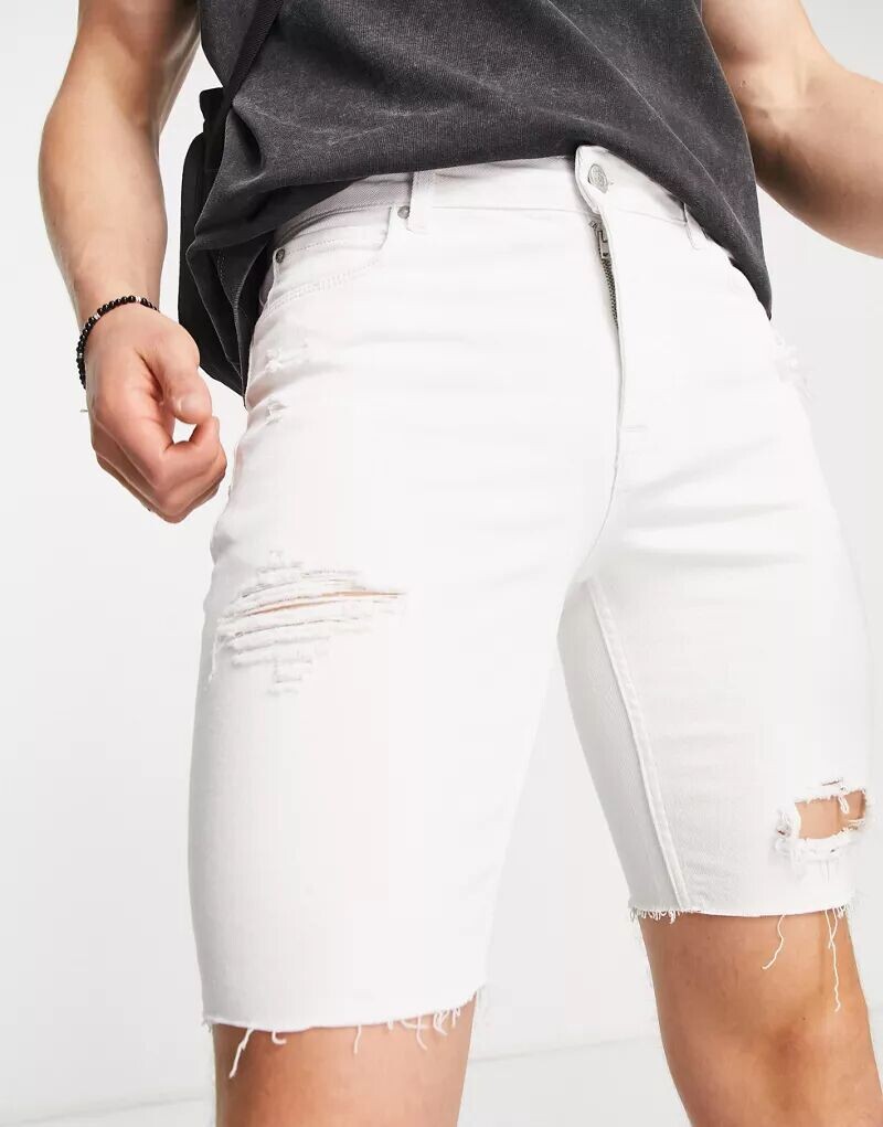 

Белые эластичные шорты с рваными краями ASOS Power