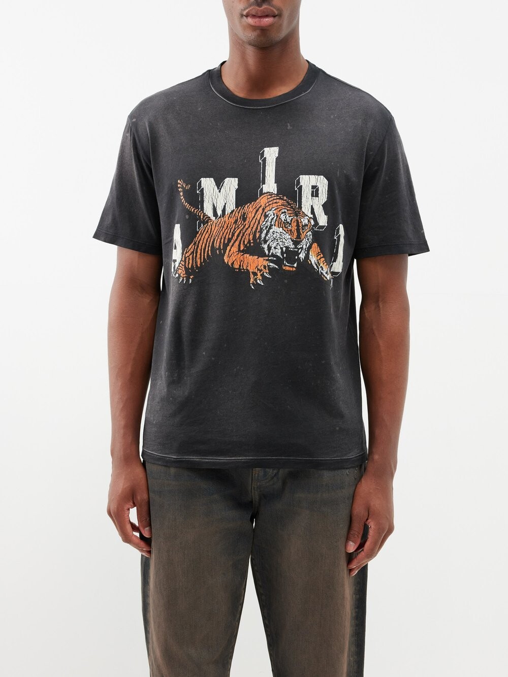 

Футболка из хлопкового джерси с принтом vintage tiger Amiri, черный