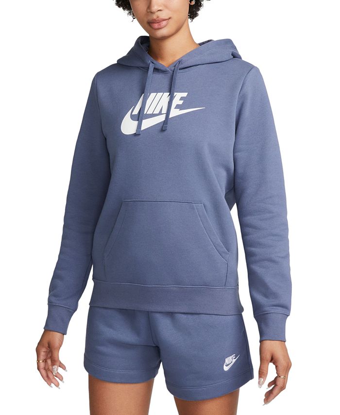 цена Женская спортивная одежда Клубный флисовый пуловер с капюшоном и логотипом Nike, цвет Diffused Blue/white