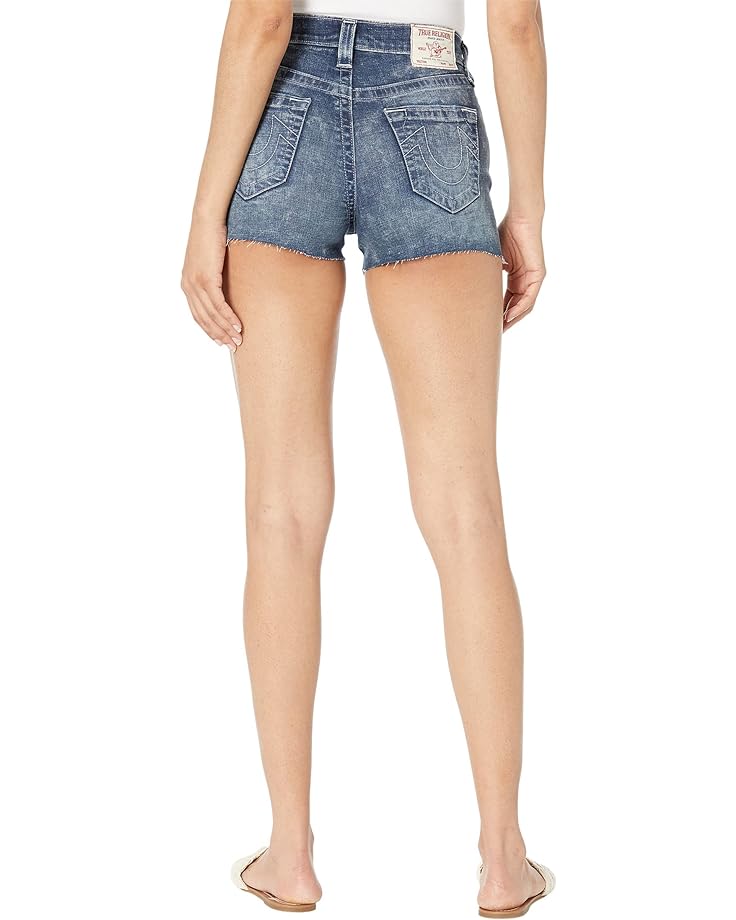 цена Шорты True Religion Maisie High-Rise Exposed Button Raw Hem Shorts, цвет On Demand Destroy