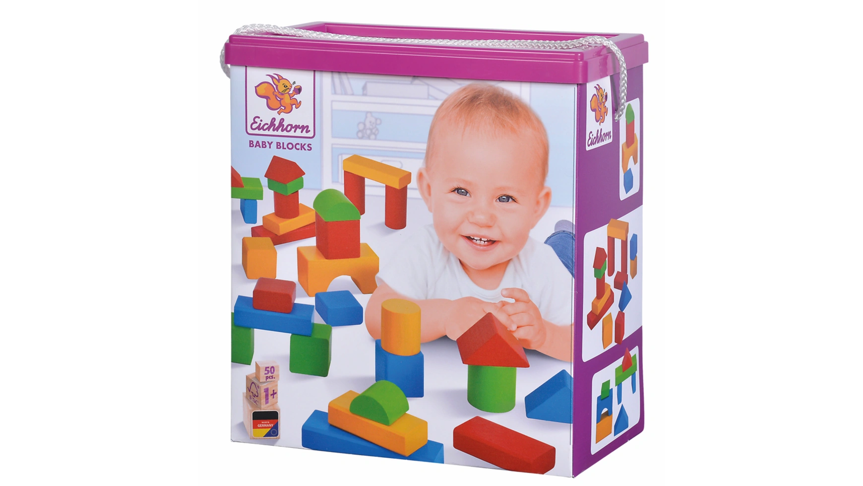 Eichhorn Красочные деревянные кубики для малышей, в комплекте: 50 штук цена и фото