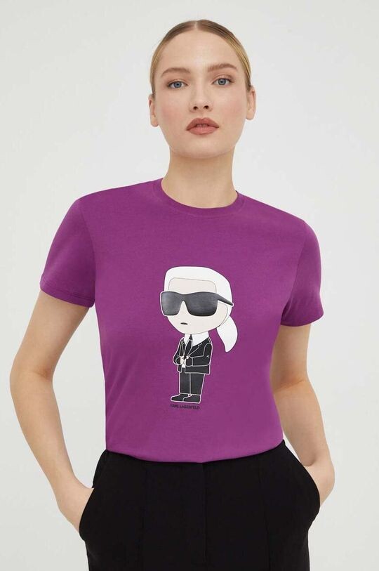 

Хлопковая футболка Karl Lagerfeld, фиолетовый