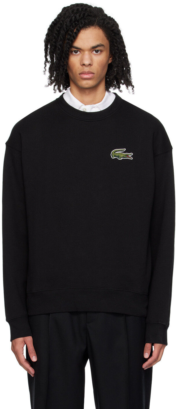 

Черный свитшот с логотипом под крокодила Lacoste
