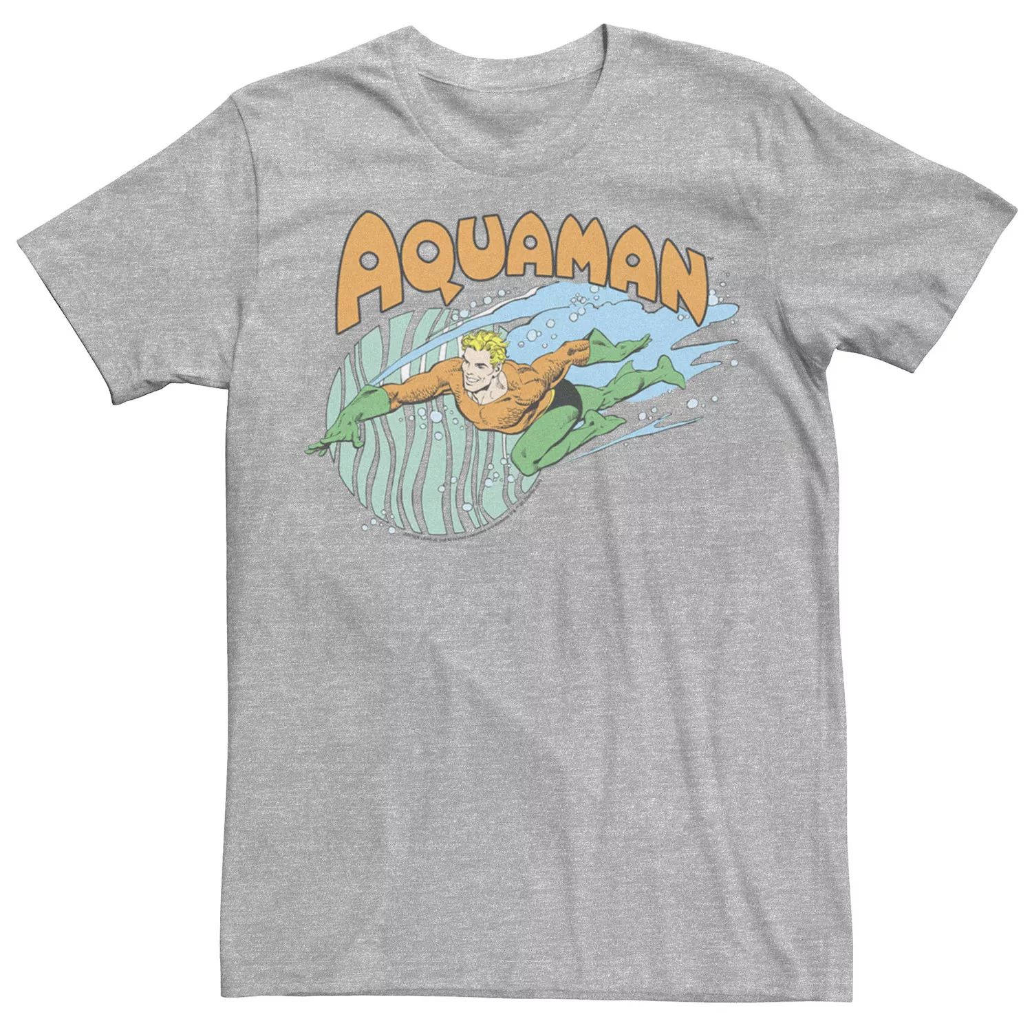 Мужская футболка цвета Aqua Man с логотипом Justice League Aqua Man Licensed Character