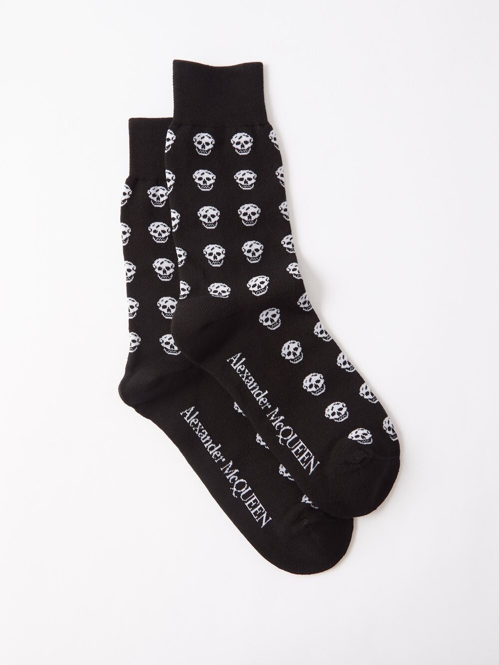 

Носки из смесового хлопка с жаккардовым рисунком черепа Alexander McQueen, черный