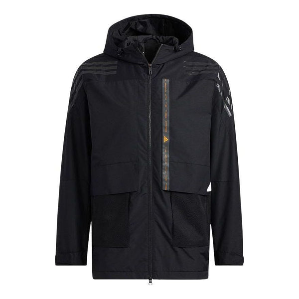 Куртка adidas Solid Color hooded Zipper Jacket Black, черный solid color zipper drawstring hooded crop tops