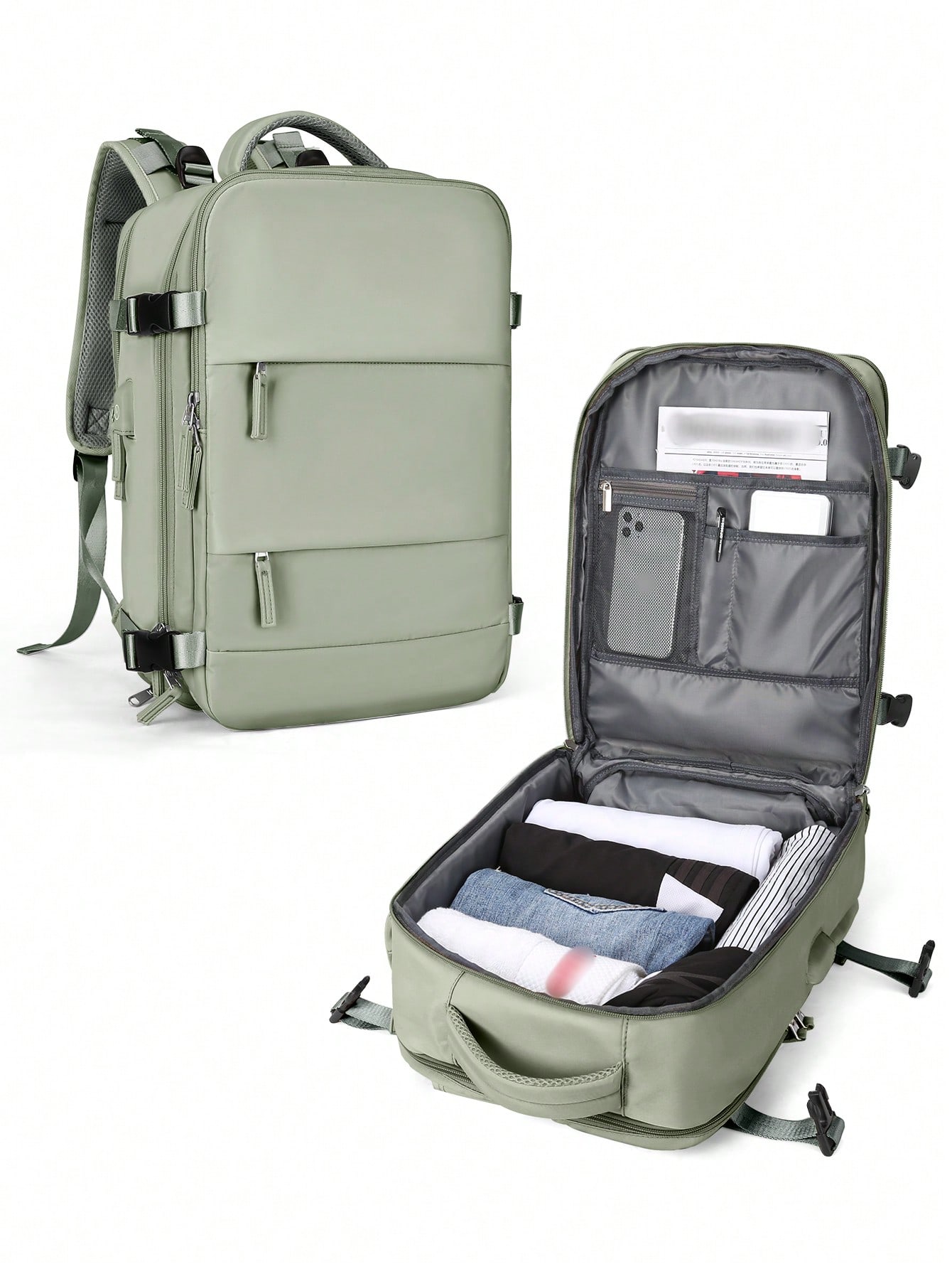Женский дорожный рюкзак с USB-портом для зарядки, зеленый рюкзак для мальчиков и девочек с usb портом для зарядки