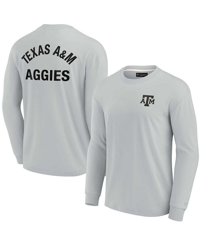 

Мужская и женская серая футболка Texas A&M Aggies Super Soft с длинным рукавом Fanatics Signature, серый