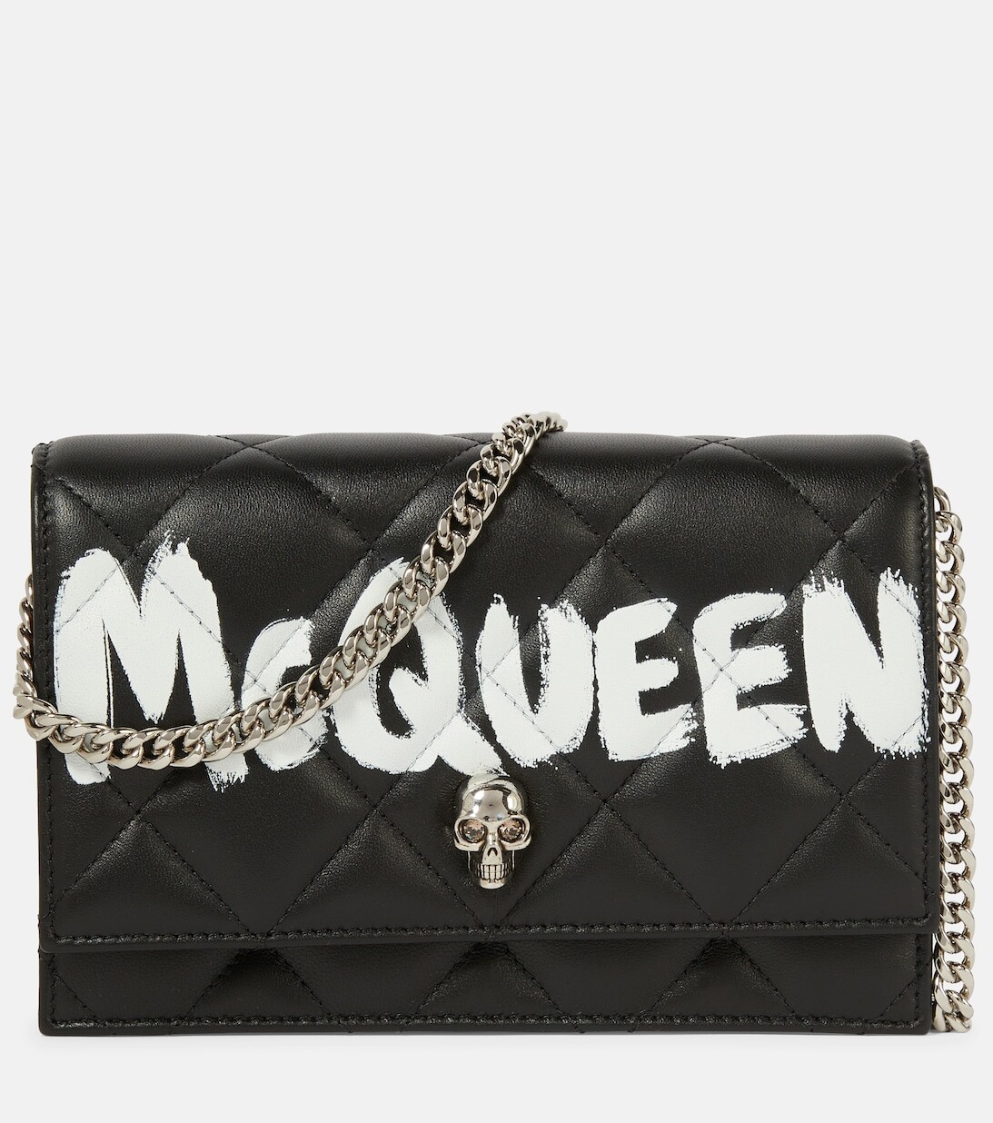 

Маленькая кожаная сумка через плечо Skull Alexander McQueen, черный