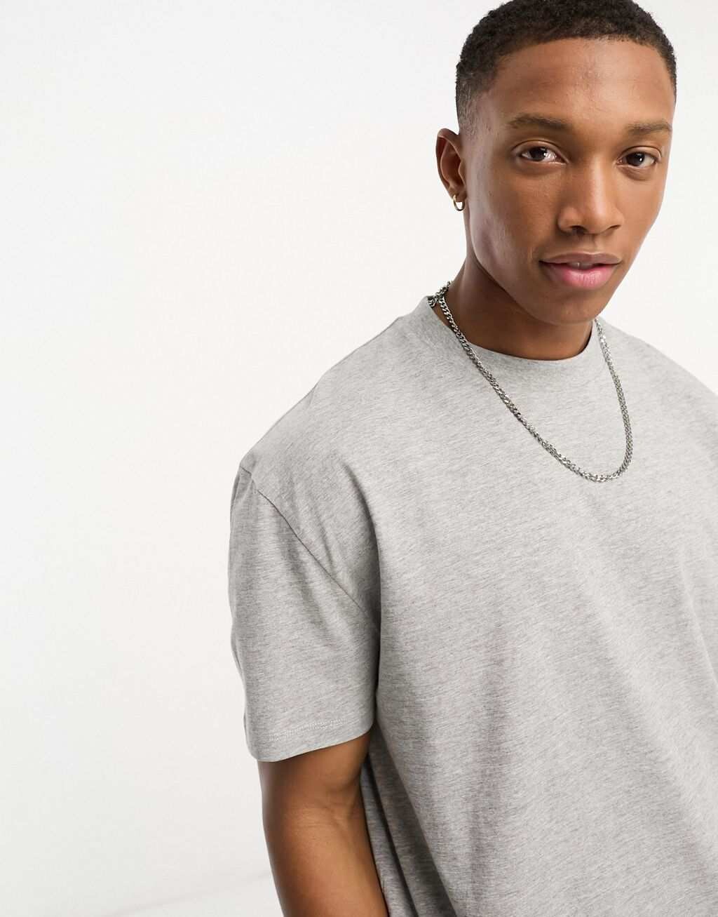 

Серая меланжевая футболка свободного кроя ASOS Design, Серый