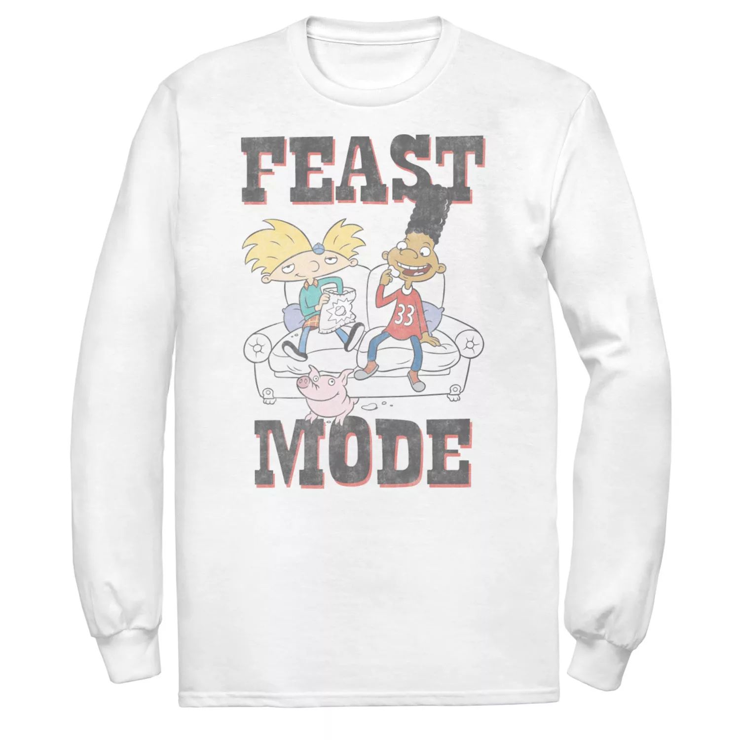 Мужская винтажная футболка с длинными рукавами Hey Arnold Feast Mode Licensed Character
