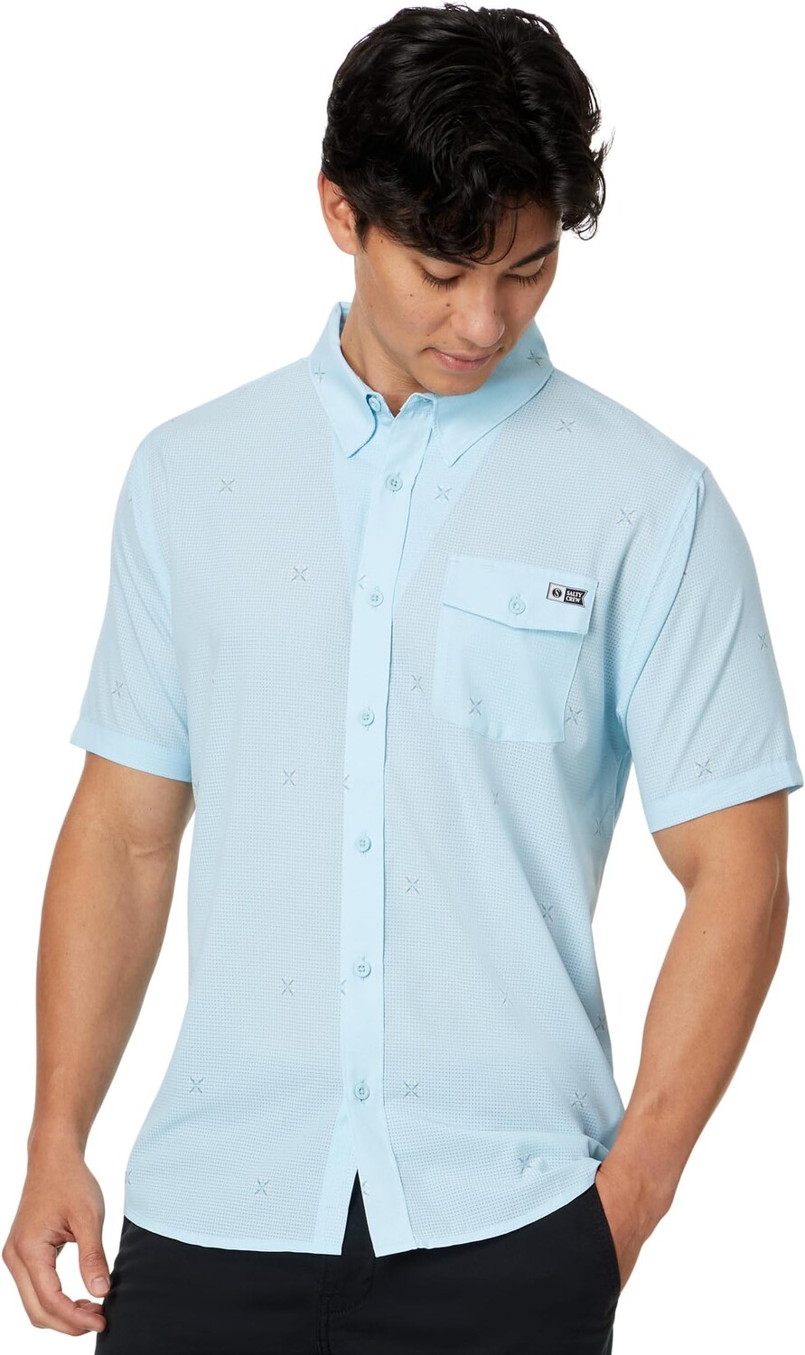 

Рубашка Salty Crew Sailfin Short Sleeve Perforated Woven, цвет Sea Blue