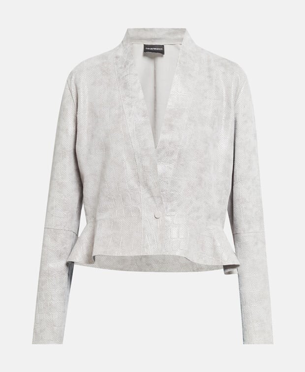 

Кожаный пиджак Emporio Armani, серый