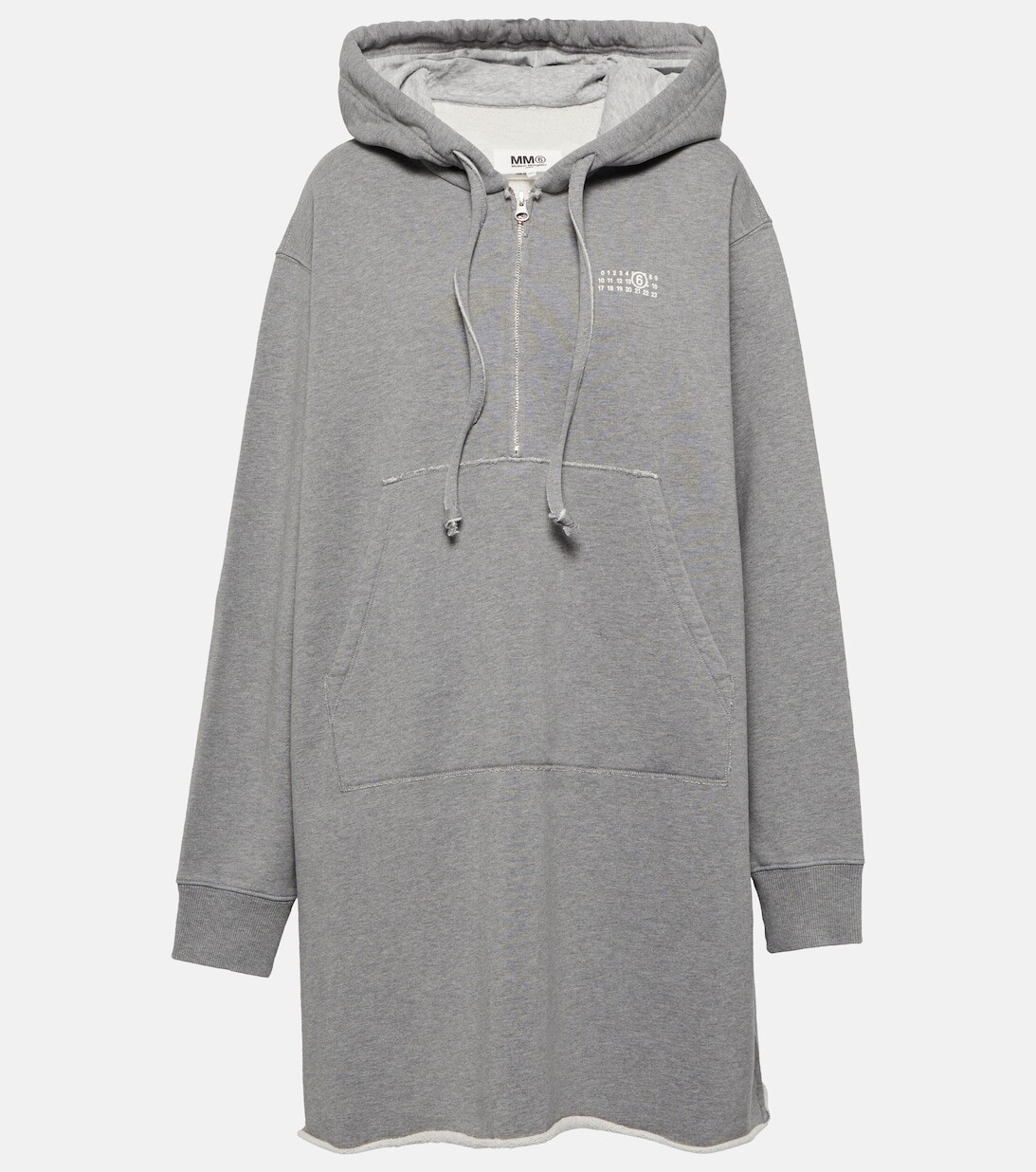 

Платье-толстовка из хлопкового джерси с капюшоном MM6 MAISON MARGIELA, серый