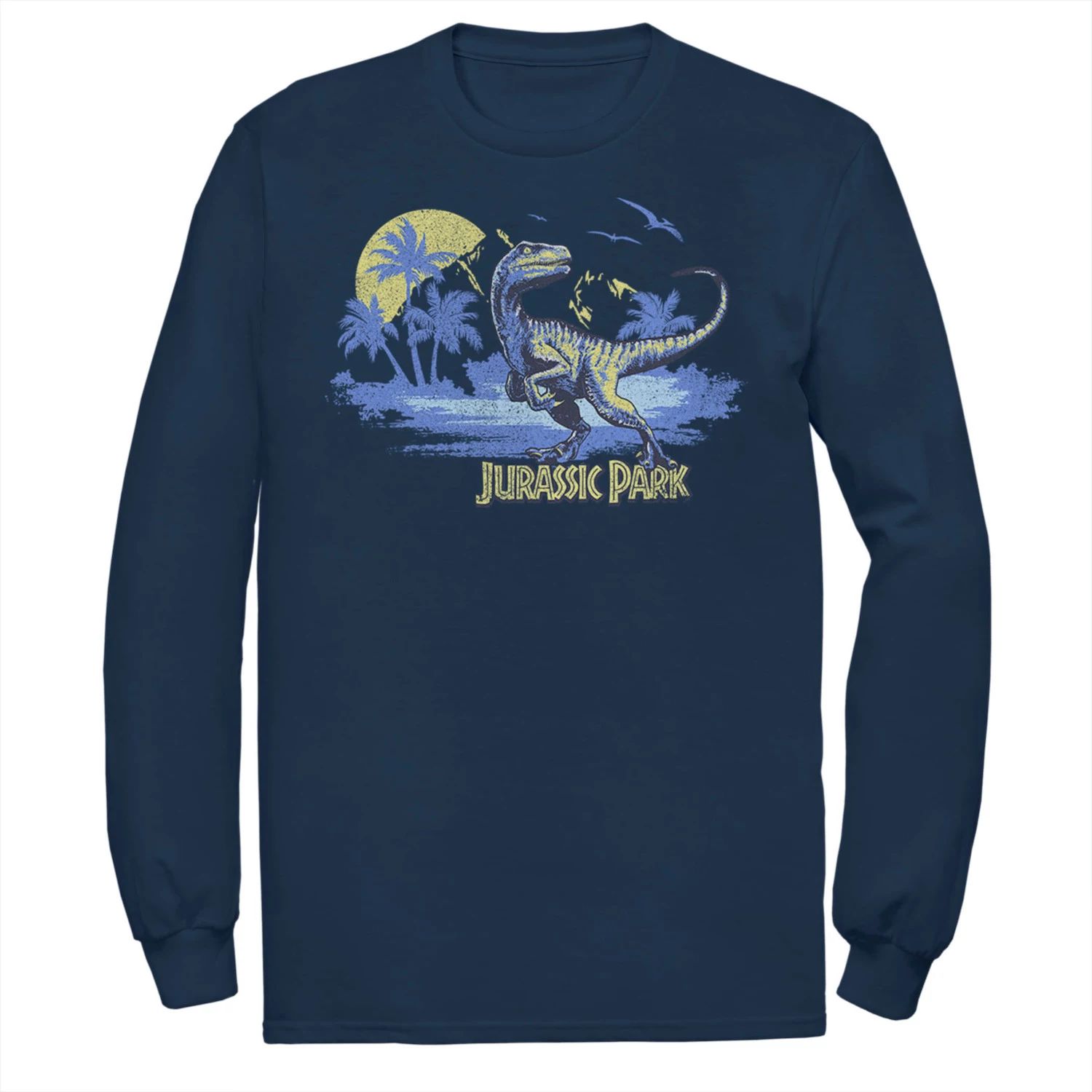 цена Мужская футболка с потертостями и портретом «Парк Юрского периода Raptor» Jurassic Park, синий