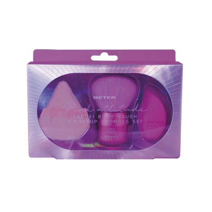

Набор косметики Pink Attitude Set de Maquillaje Brocha Kabuki y Esponjas Beter, Set 3 productos