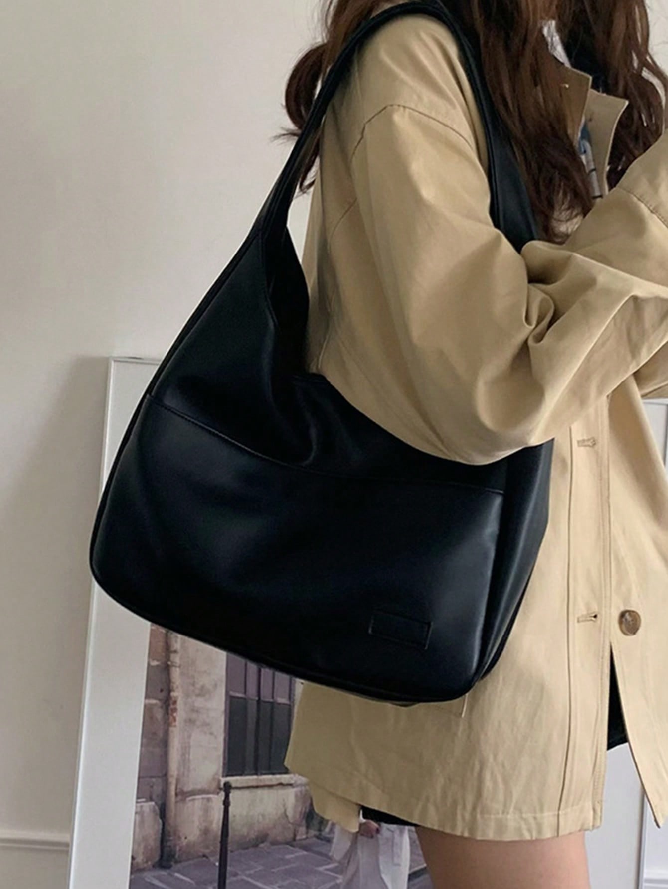 Минималистичная сумка-хобо с внутренним чехлом, черный модная повседневная винтажная сумка из натуральной кожи в стиле девушки мори vendange сумка мессенджер 2153