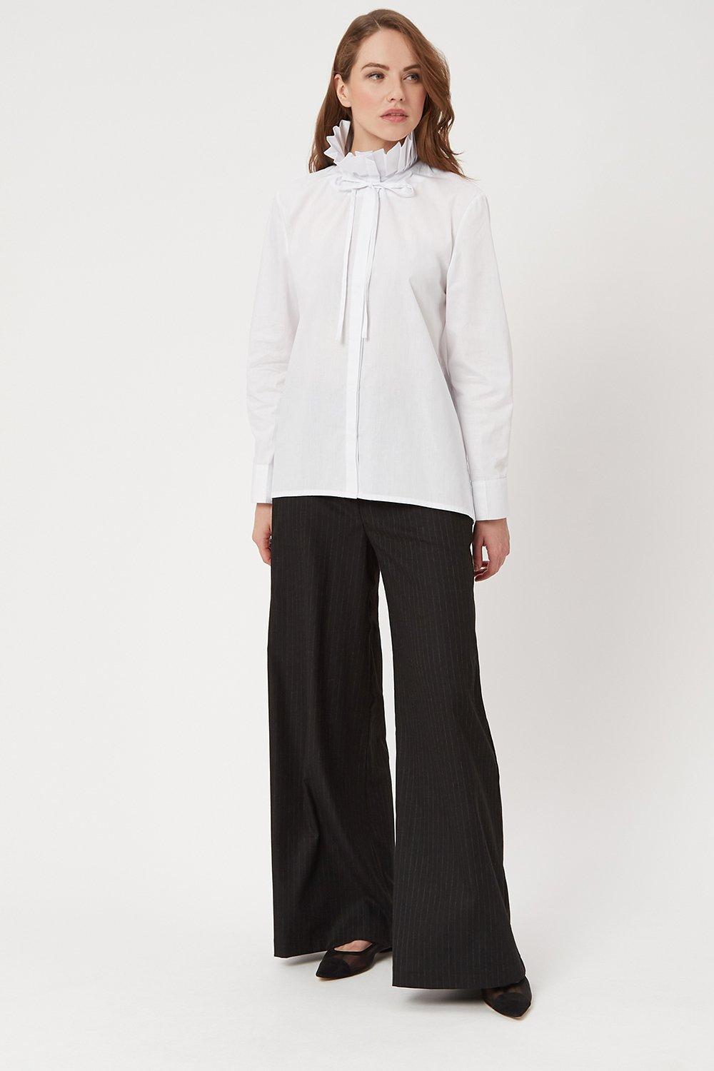 Рубашка из поплина с рюшами и воротником James Lakeland, белый блузка с плиссированным эффектом jgarage s черный