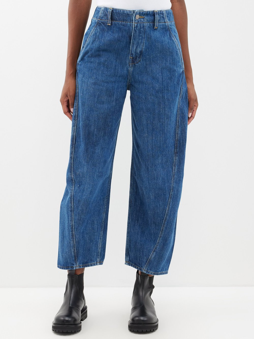 цена Укороченные джинсы akerman с объемными штанинами Studio Nicholson, синий