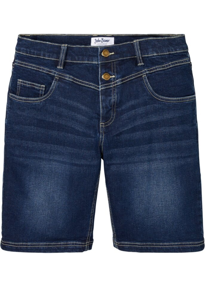 

Джинсы-шорты стрейч стандартного кроя John Baner Jeanswear, синий