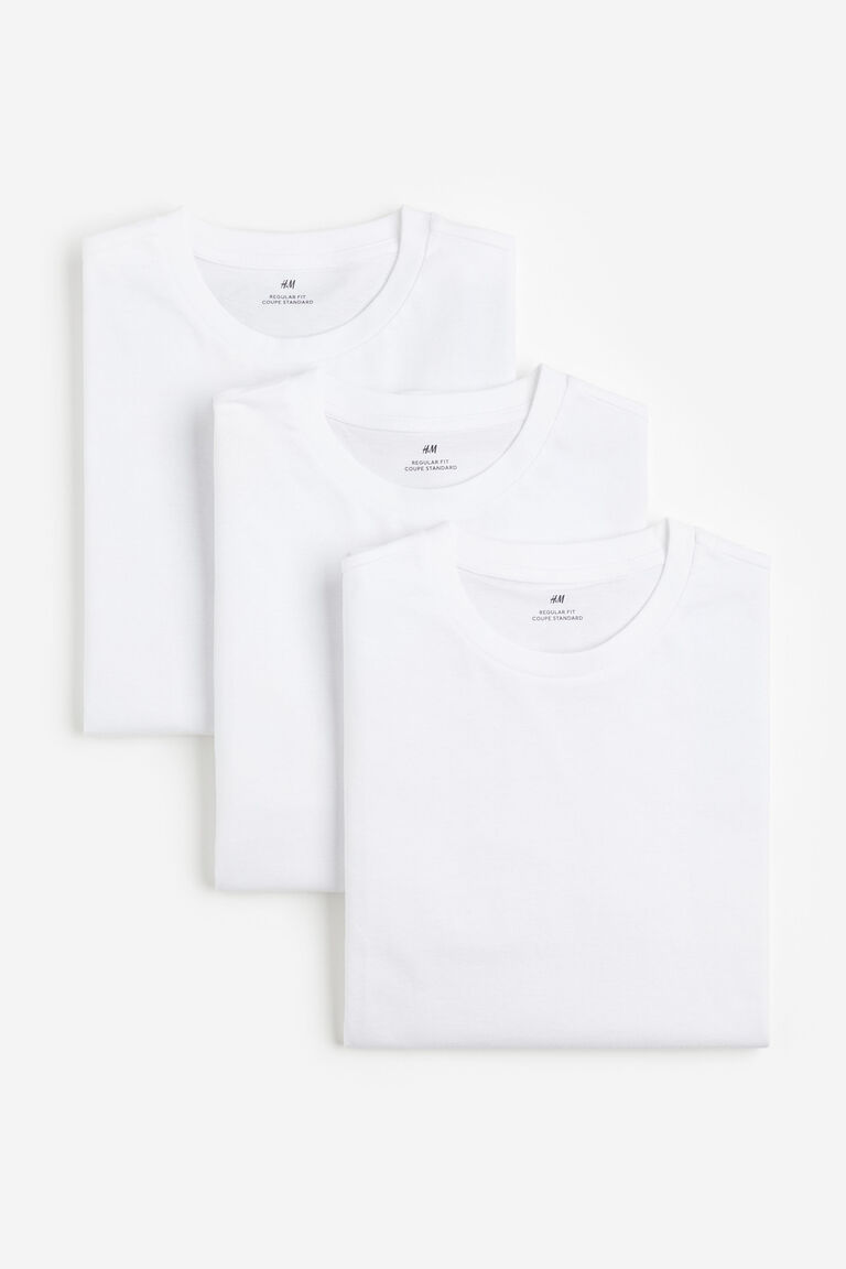 Комплект из трех футболок стандартного кроя H&M, белый
