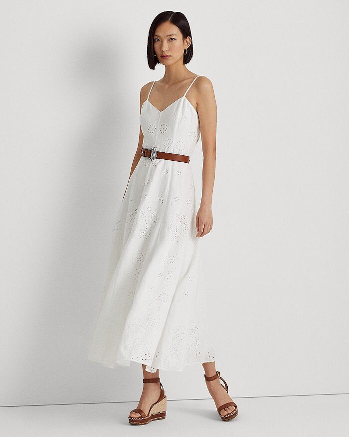 

Расклешенное платье из льна и хлопка с люверсами Ralph Lauren