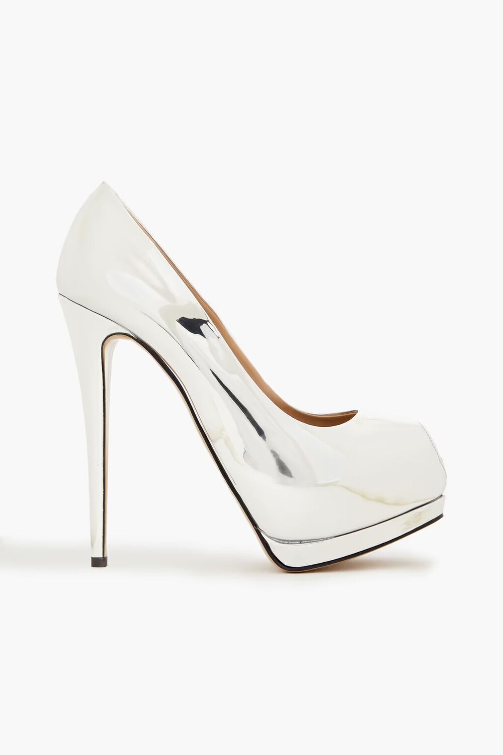 

Туфли Sharon 105 на платформе из зеркальной кожи Giuseppe Zanotti, серебро