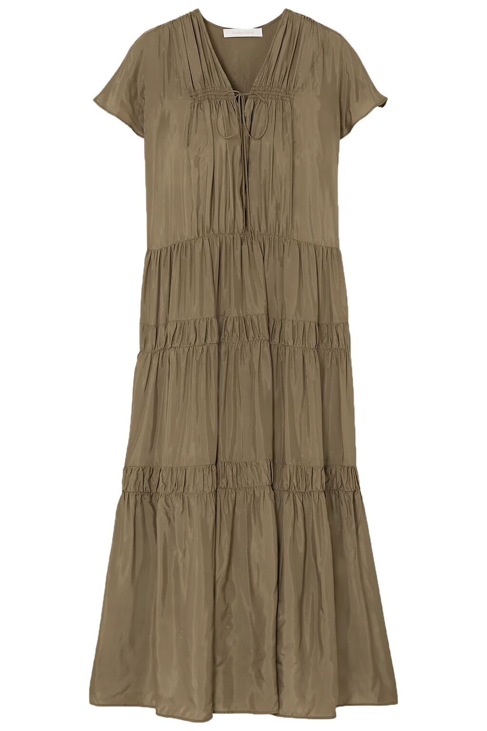 

Ярусное платье макси habotai See By Chloé, армейский зеленый
