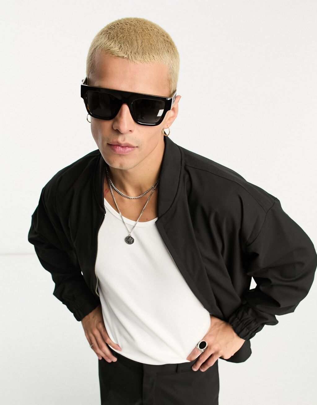 

Черный бомбер в стиле 80-х ASOS DESIGN smart coord