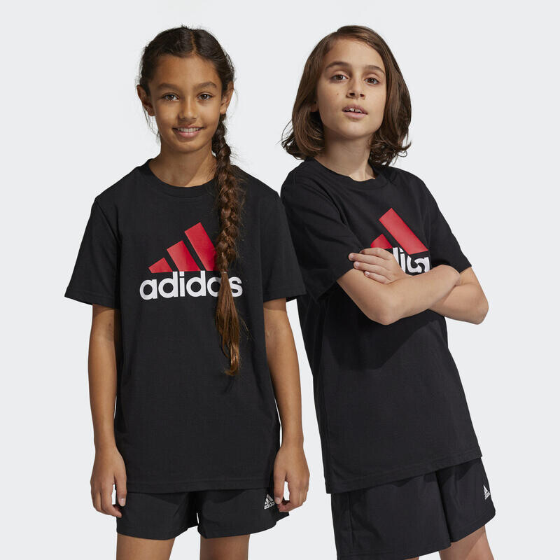 

Двухцветная хлопковая футболка с большим логотипом Essentials ADIDAS, цвет rot