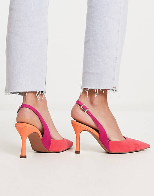 

Разноцветные туфли на шпильке с открытой пяткой ASOS DESIGN Samber